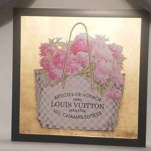 Wall art 16x16 of Louis vuitton bag peonies